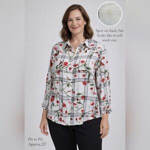 Rachel Roy Collection Floral Plaid Blouse – Size 14W – NWT